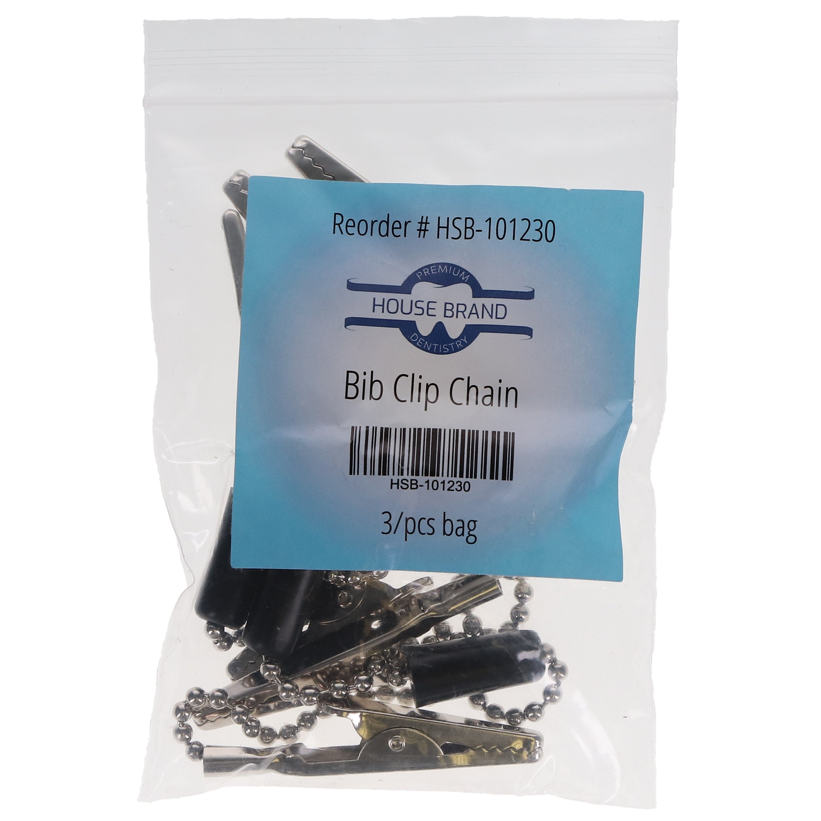 House Brand Dentistry 101230 Dental Bib Holder Clip Metal Chain Black 3/Pk House Brand Dentistry 101230 Dental Bib Holder Clip Metal Chain Black 3/Pk